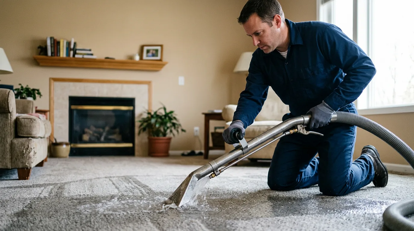 Water damage restoration technician working near Loami, IL